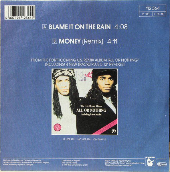 Vinyles: Milli Vanilli: Blame It On The Rain 7" – D'occasion à Steinhausen par Vilivinili 1