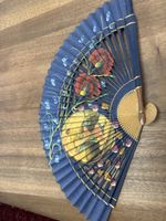 Handbemalter Vintage Fächer mit Blumen-Motiv, Sommer ☀️