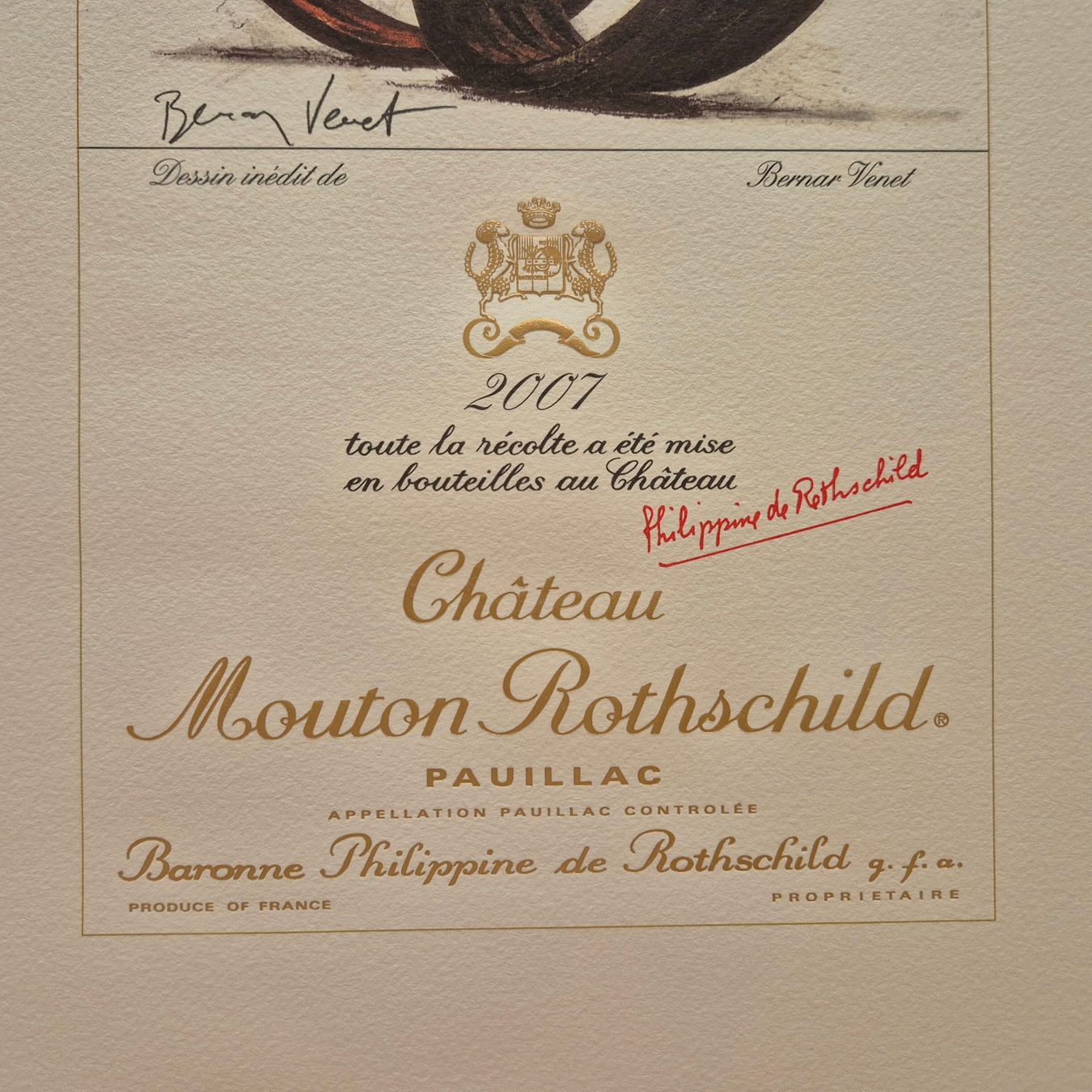 Grafica & Litografie: Mouton Rothschild 2007, Litho Bernar Venet – Usato da Luzern venduto da Louis-XVI 2