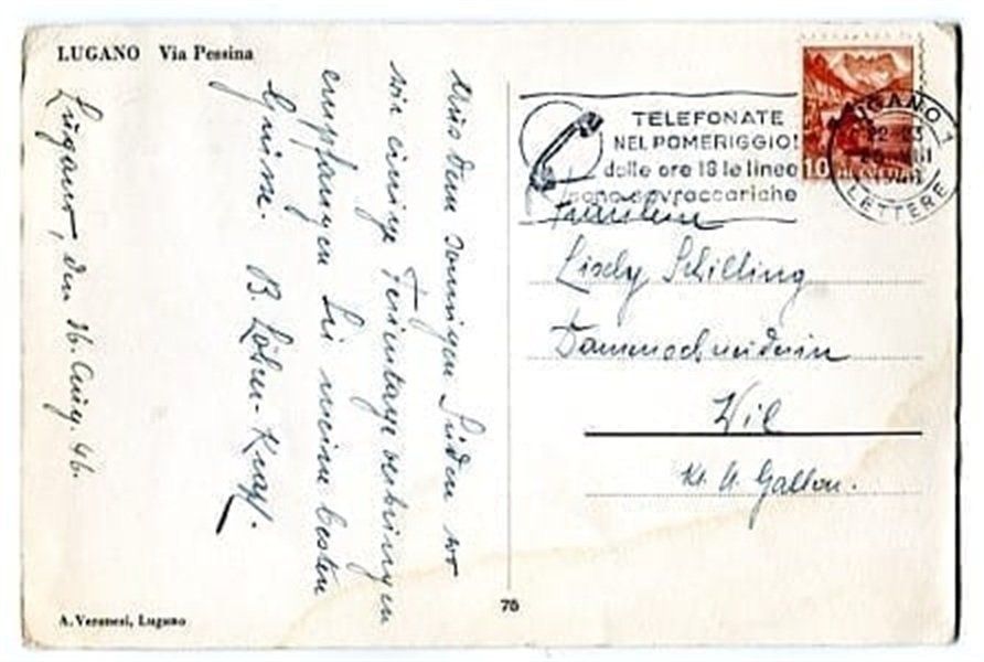 Cartoline postali: Lugano, Via Pessina – Usato da Ottikon b.Kemptth. venduto da Neptun1974 1