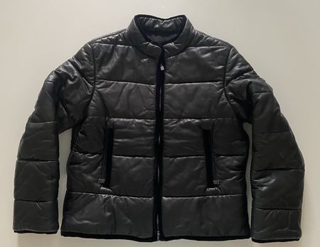 Emporio Armani Leder Jacke, Schwarz, Grösse 42 (IT)