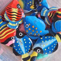 Bunte Holzfische Deko, 12 Stk., Florida,Vintage Look
