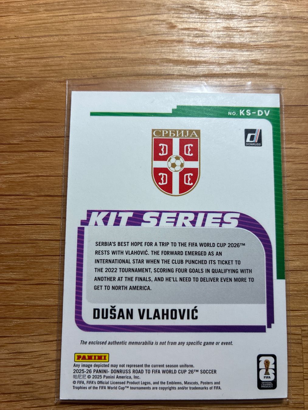 Topps Carte collezionabili: Panini Donruss Dusan Vlahovic Serbien Patch /99 – Usato da Wangenried venduto da Garagara 1