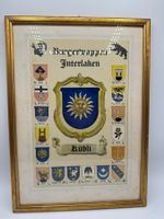 Interlaken Burgerwappen Kübli, gerahmt, Jahrgang 1963!