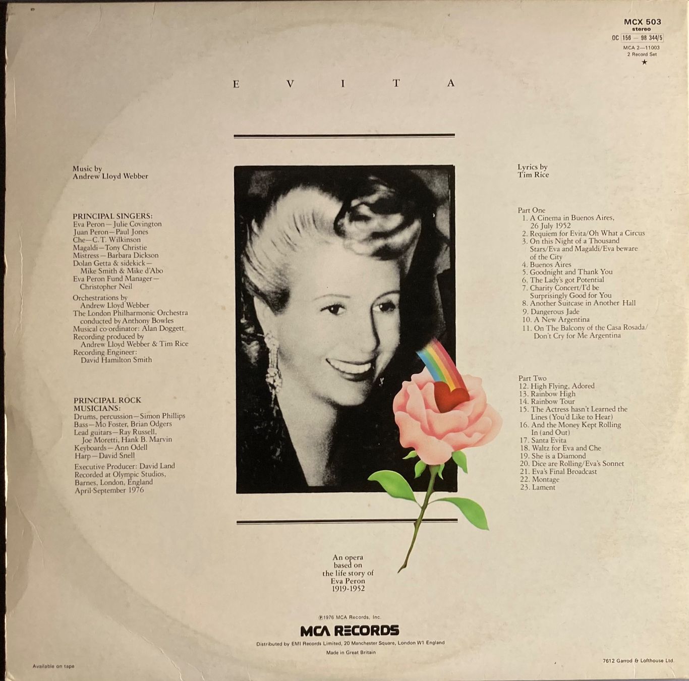 Dischi in vinile: ANDREW LLOYD WEBER AND TIM RICE - EVITA – Usato da Poliez-Pittet venduto da Newtown-Records 1