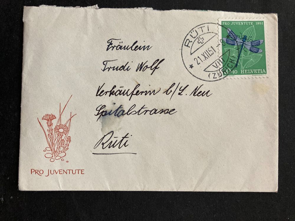 Schweiz 1951 Weihnachtsgruss Briefli 10 Rp PJ CACHET (!!) 1