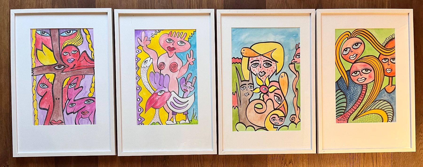 Gemälde: 4 Aquarelle gerahmt im Passepartout – Gebraucht aus Aarau von PPhof96