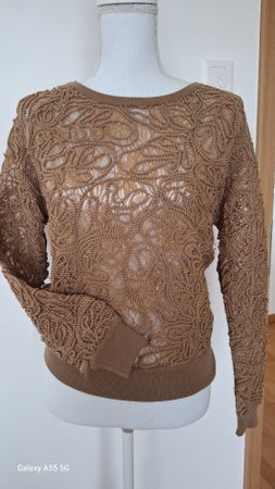 Pull Twin-Set Simona Barbieri, taille S, dentelle marron