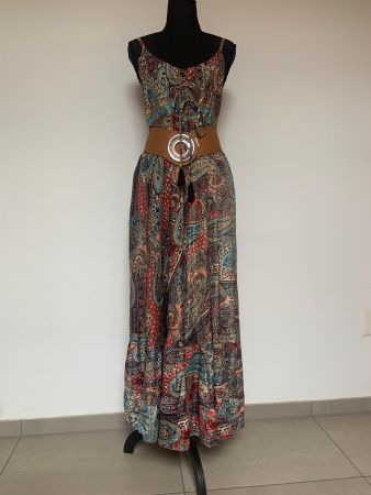 Boho Maxi Trägerkleid aus Seide