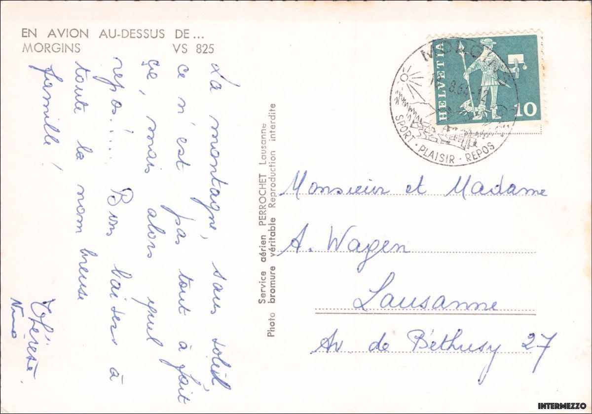 Cartoline postali: Morgins VS // Luftbild en avion 1964 – Usato da Basel venduto da intermezzo12 1