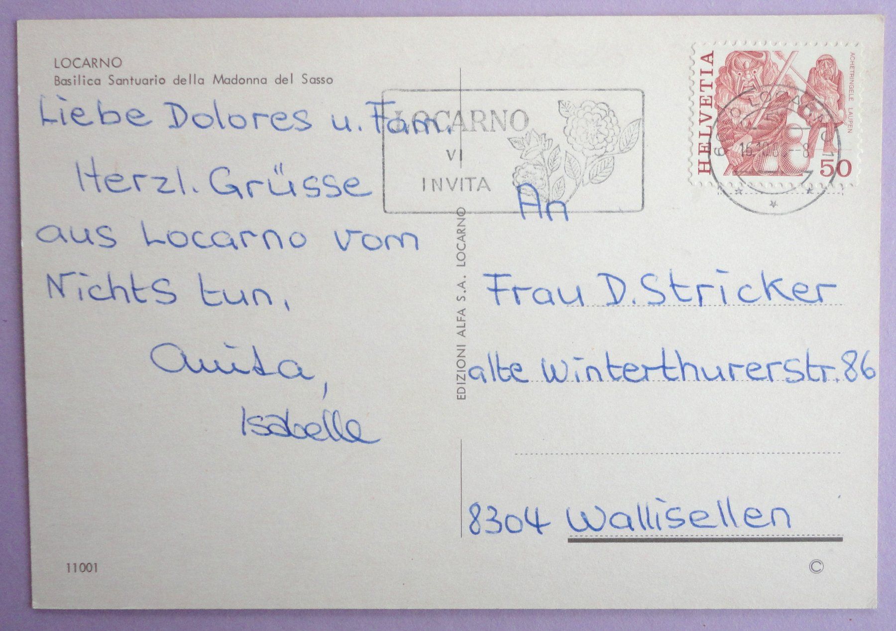Cartoline postali: Locarno - Madonna del Sasso – Usato da Fétigny venduto da Billy2miny 1