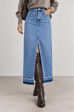 MANGO Jeansrock Maxirock Midi Rock Denimrock Gr.M NEU