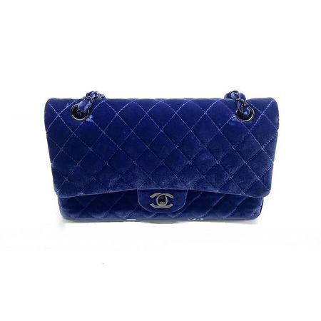 Chanel Classic Flap Medium Velours Bleu Roi  Édition Rare
