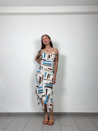 Vintage Y2K asymmetrical Midi Dress - Italian Viscose