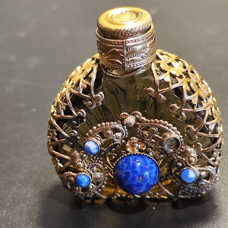 Vintage Parfüm Flakon vergoldet Lapislazuli 5cm (Gebraucht) in ...