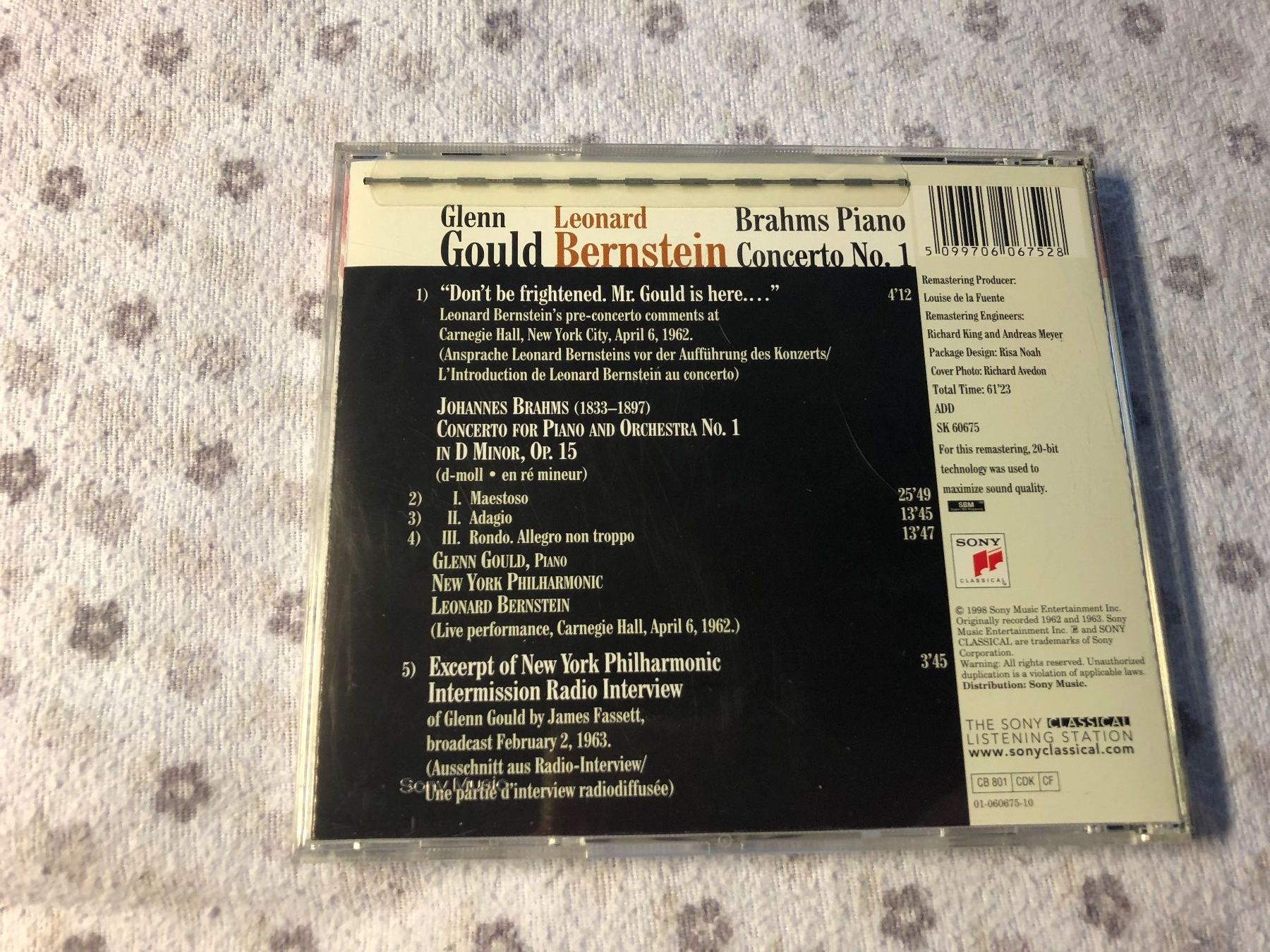 CD: Gould Bernstein Brahms Klavierkonzert Nr. 1 CD – Usato da Schübelbach venduto da Bemafaja 1