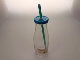 Trinkflasche Country Glas mit Deckel und Strohhalm neu
