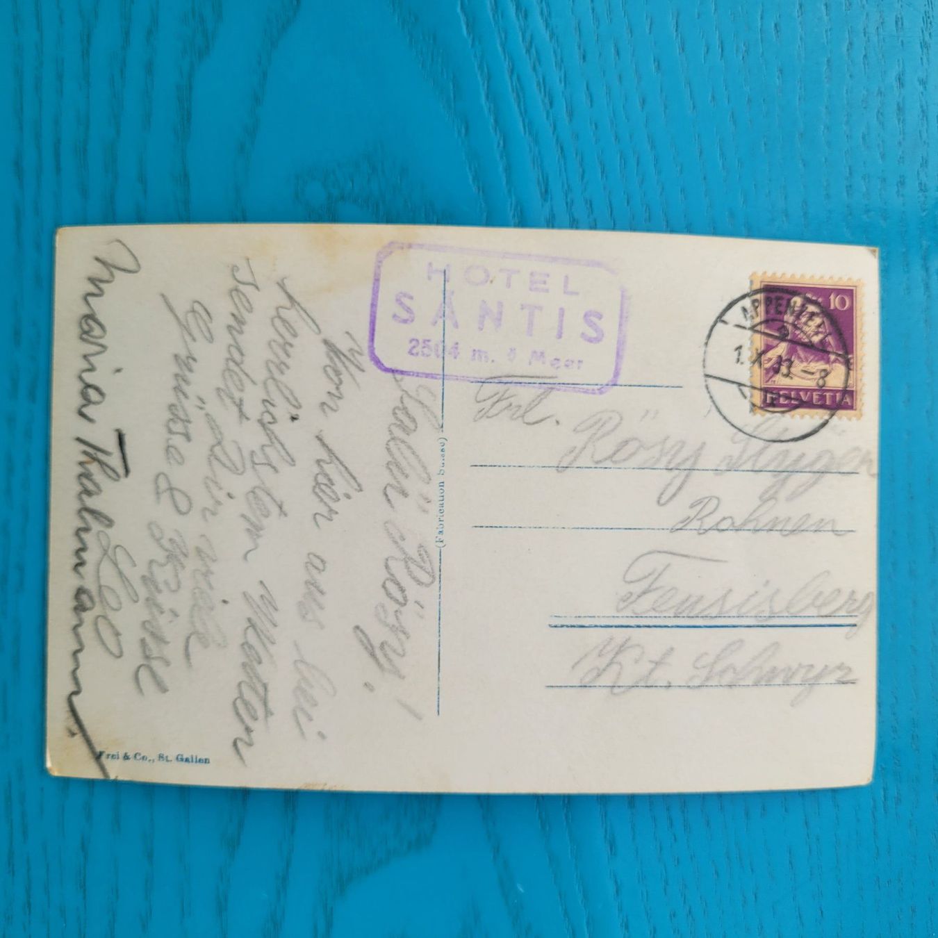 Ansichtskarten: Säntis / Säntis Hotel 1933 – Gebraucht aus SCHÜBELBACH von CoKaHa 1