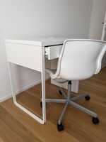 Schreibtisch weiss mit Schublade und Stuhl weiss Rollen