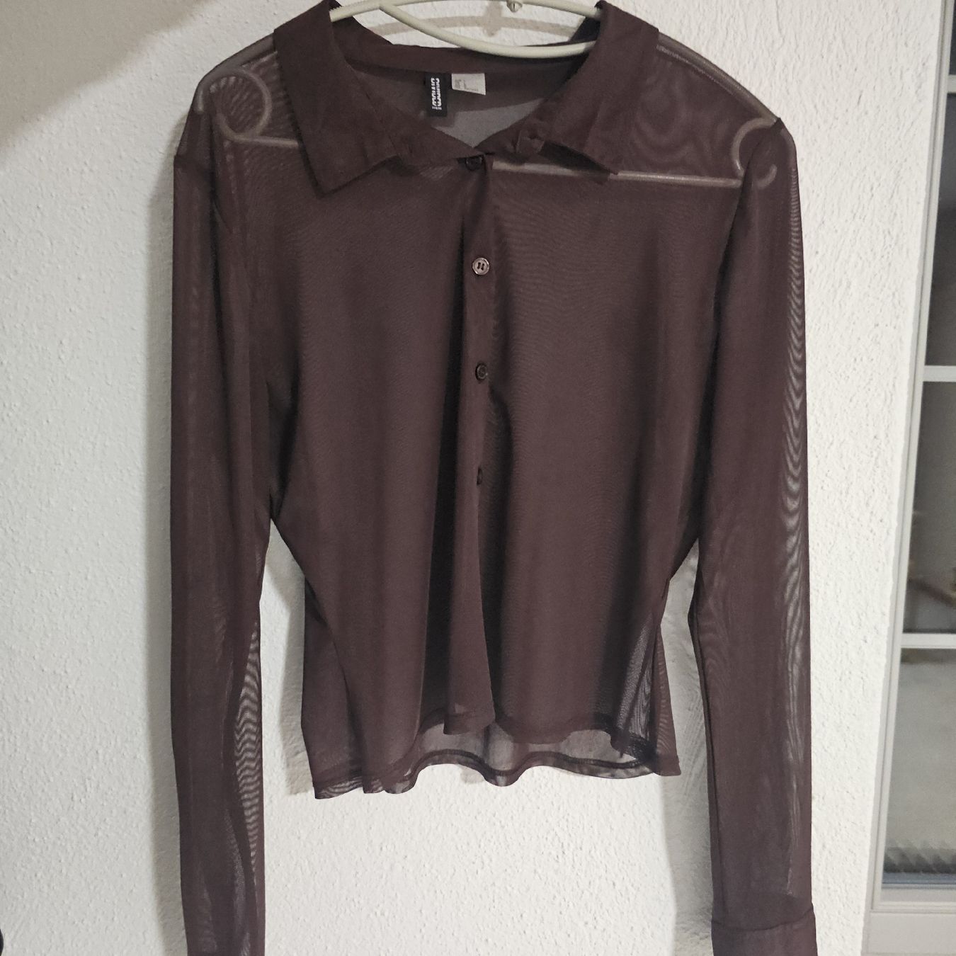 H&M Camicette: Chemisier bordeaux transparent, taille L – Usato da Sornetan venduto da T.a333