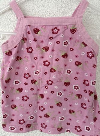 Mädchen Top mit Erdbeeren und Blumen Grösse 80 Rosa