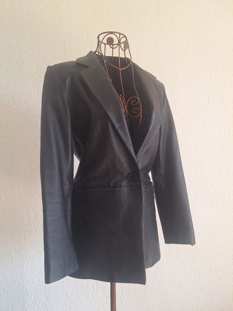 Schwarzer Echtleder Blazer, Gr. 36
