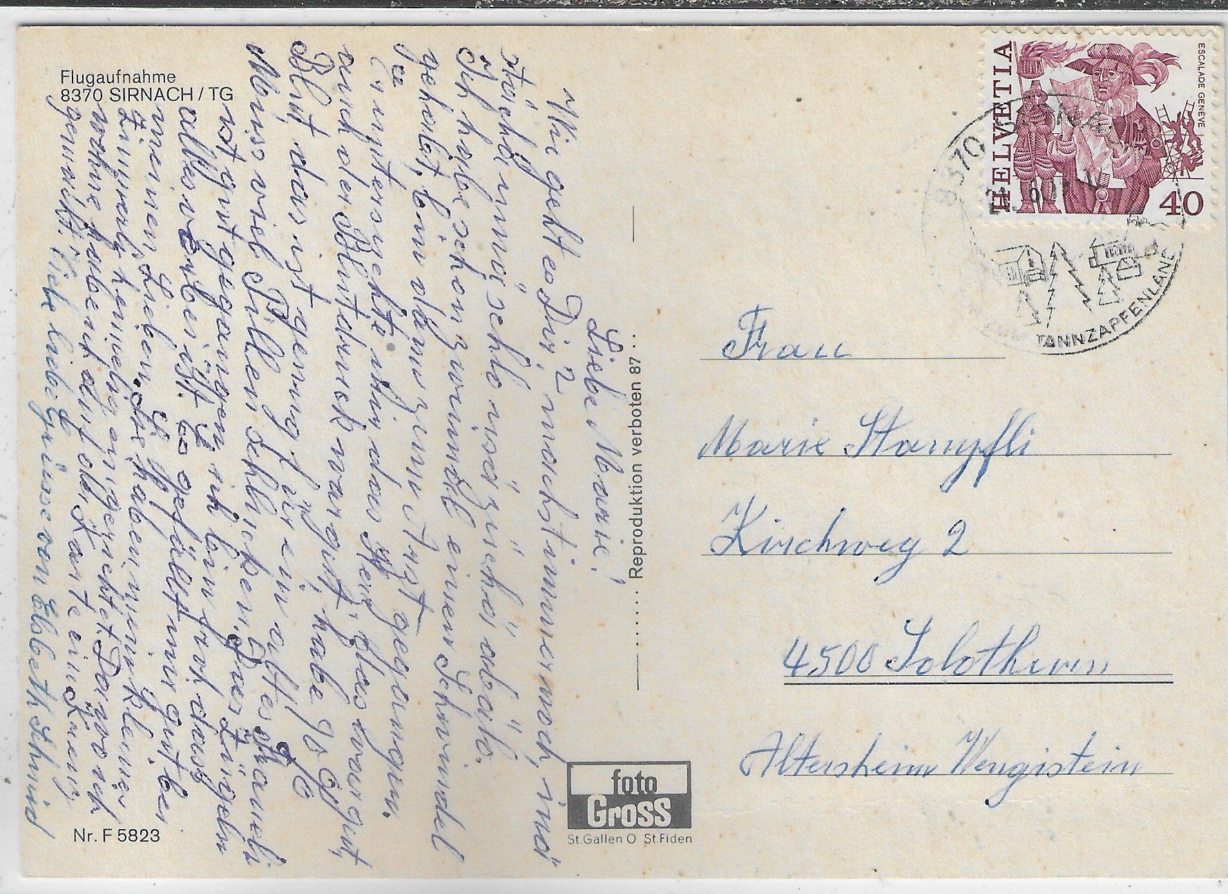 Cartoline postali: Flugaufnahme Sirnach TG – Usato da Ettingen venduto da Kartenplanet 1