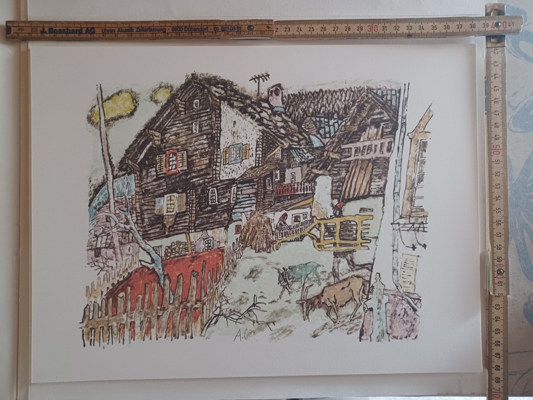 Foto & Immagini: Kunstmappe von A. Carigiet "Bündner Häuser" 2 Blatt gerahmt – Usato da Herisau venduto da ugr_prb5 6