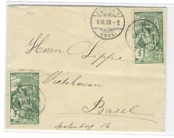 6.11.1900 UPUrare Marken/2x5Rp/Zürich+Basel Stempel uf Brief