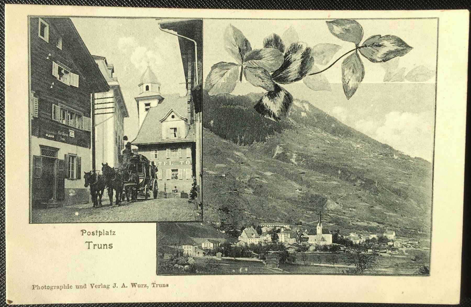 Cartes postales: 2-Bild-AK TRUNS Postplatz mit Postkutsche – Neuf (Voir description) à Jona par philajona