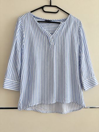 Bluse gestreift blau weiss 3/4 Arm, Grösse 36