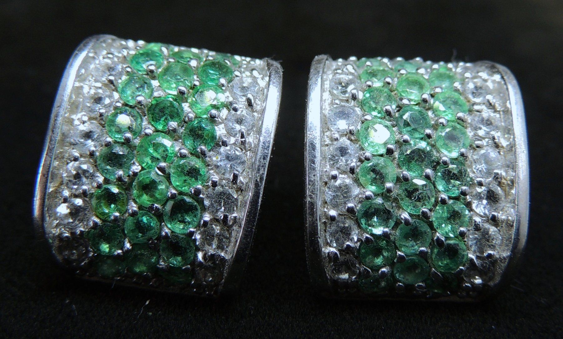 Orecchini pendenti & Orecchini a lobo: Silber 925 Pavé Ohrstecker mit Chromdiopsid – Nuovo (secondo la descrizione) da Waldenburg venduto da schaller707 2