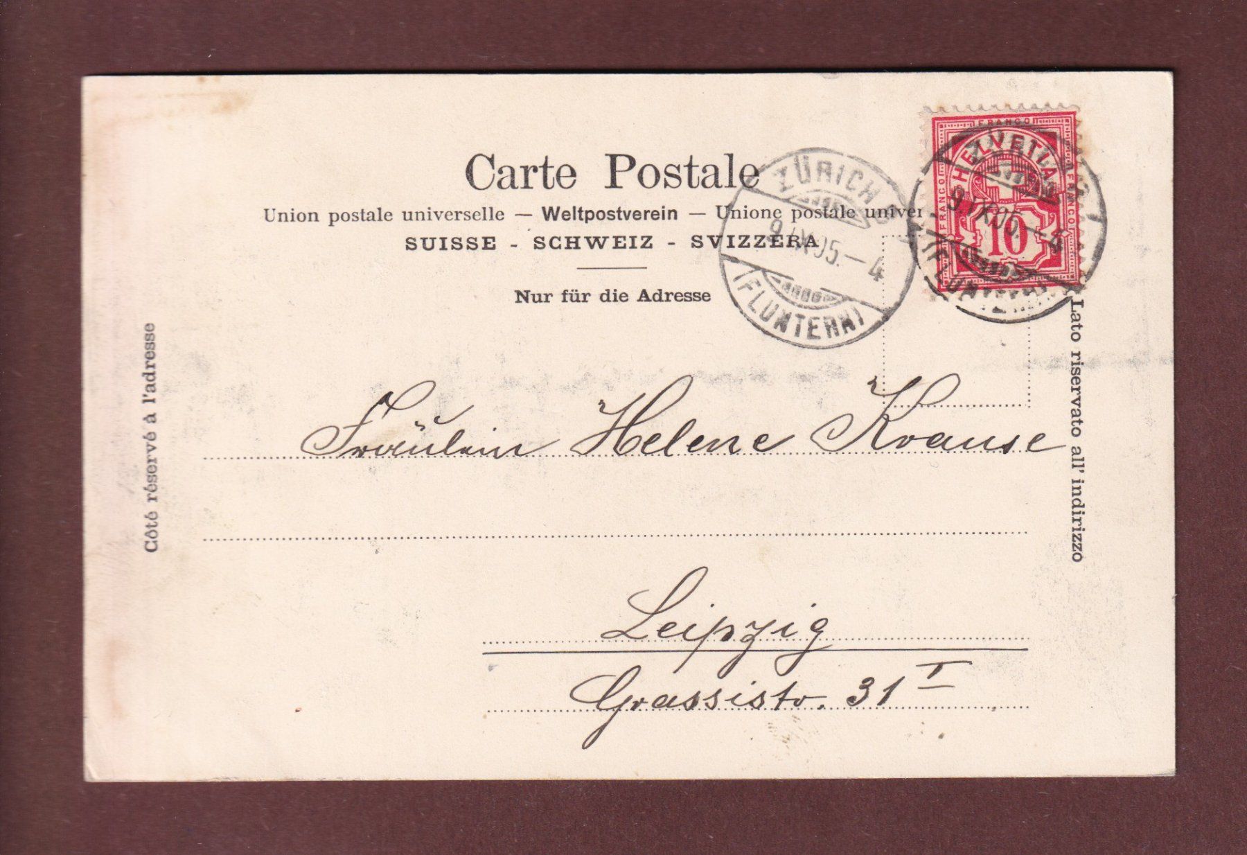Cartoline postali: ZÜRICH - Limmat - 1905 – Usato da Pully venduto da nicecards-shop 1