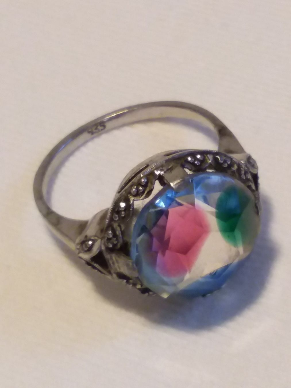 Anelli: Antiker Rheinkiesel/Irisglas 935 Silber Ring, Grösse 52 – Usato da Zürich venduto da philpip 6