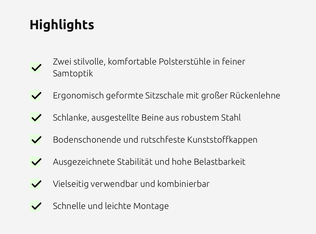 Sedie: 2er Set Stuhl schwarz gepolstert, in Samtoptik – Nuovo e nell'imballaggio originale da Necker venduto da liq24 6