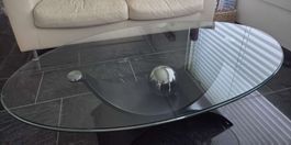 Ovaler Salontisch/Couchtisch Glas Metall