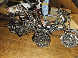 2 x Motorrad Skulptur Metall Handmade Unikat Deko (M)