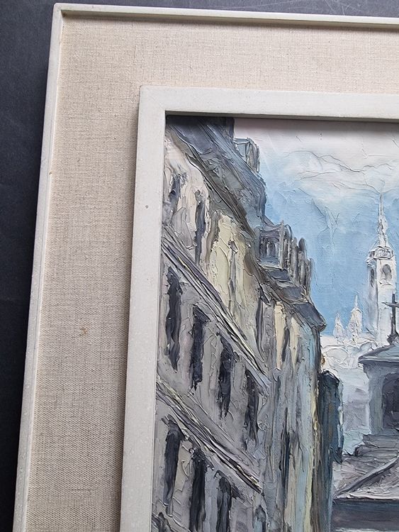 GEMÄLDE PARIS SPACHTELTECHNIK SIGNIERT MIT RAHMEN 7