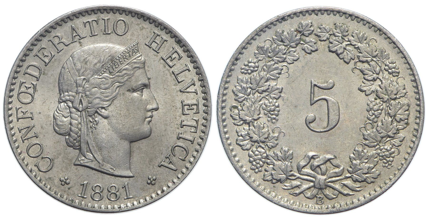 Tutti le monete: 5 Rappen 1881(05) – Usato da Chiasso venduto da Novamarketing