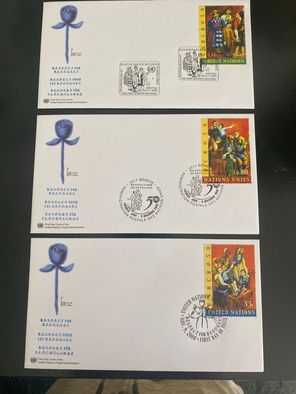 Tutti i francobolli: 2000 / Uno Onu UN / Genf NY Wien / 3x FDC – Nuovo e nell'imballaggio originale da Grand-Lancy venduto da Dany1973