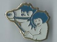 Pferd und Reiterin, Pin