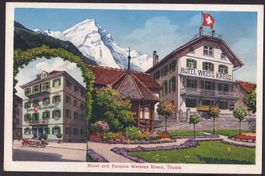 Thusis farbige Hotel-Karte Hotel und Pension Weisses Kreuz