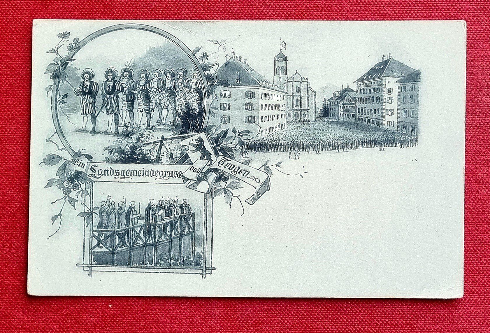 Ansichtskarten: Trogen - Landsgemeindegruss - alte Litho – Gebraucht aus Rothrist von RROENK