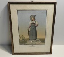 Lithografie alte Trachten Litho Berner Tracht  29 x 22 cm
