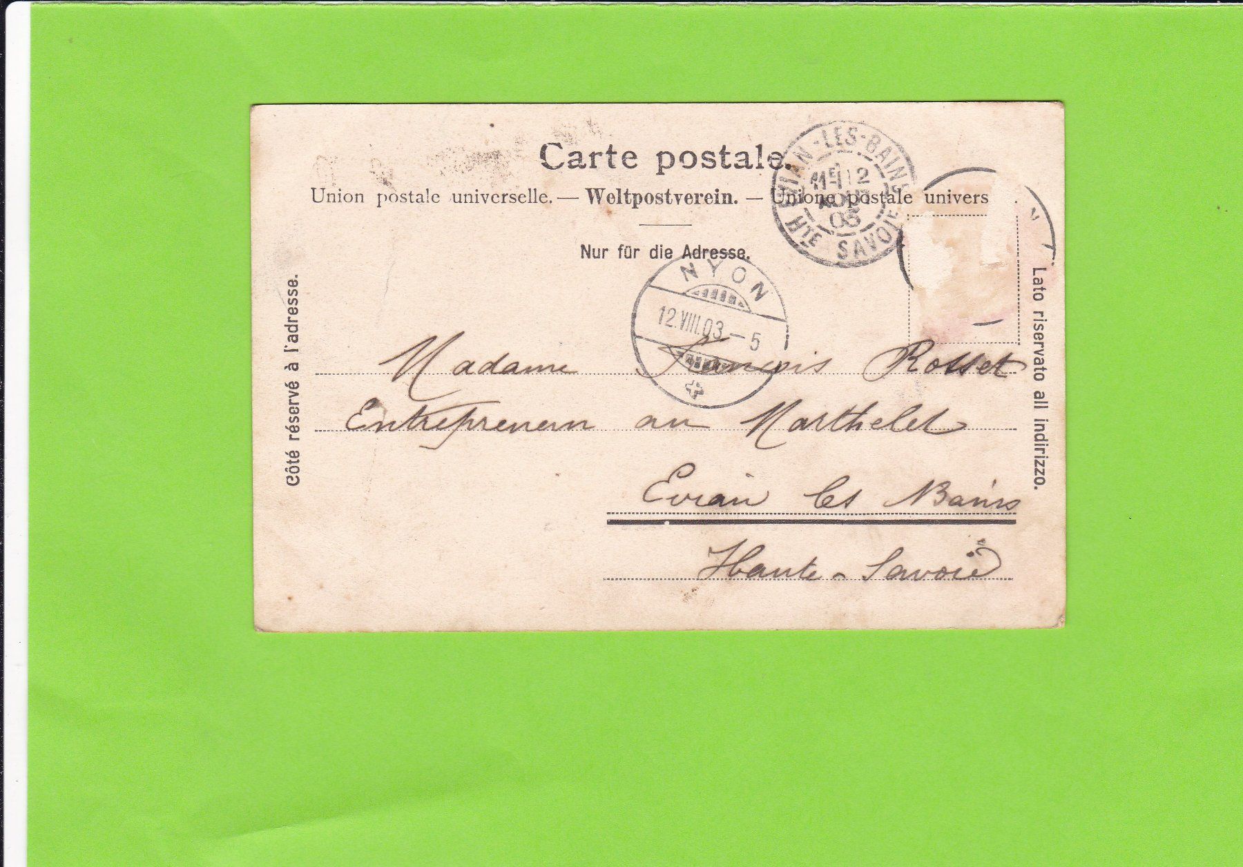 Cartoline postali: Les Châteaux Vaudois-NYON – Usato da St. Peterzell venduto da neckertal 1