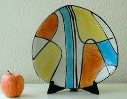 Plat Haïti en céramique, design Bodo Mans pour Bay, 1960s
