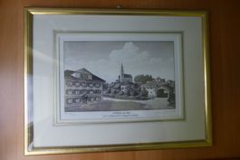 Paul Wyss Litho - Jona im Echtgoldrahmen über Eck vergoldet