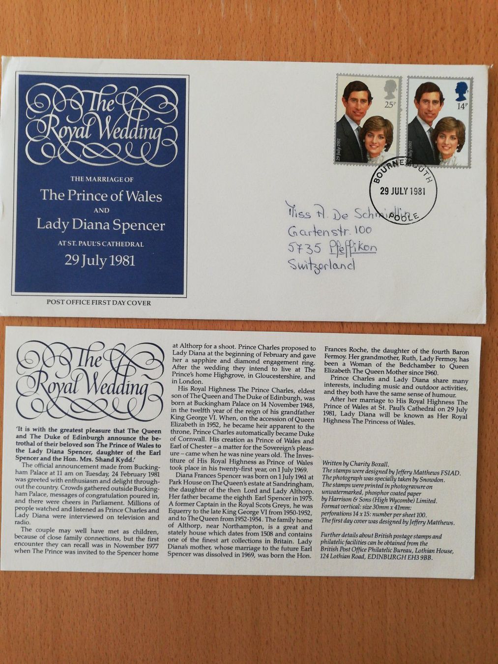 Alle Briefmarken: Sonderbrief Royal Wedding 1981 – Gebraucht aus zumikon von lotegrandote