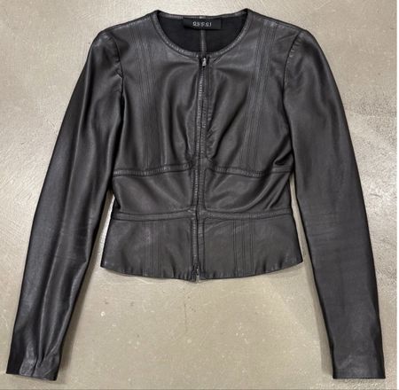 Gucci by Tom Ford black leather corset jacket