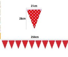 NEUE Wimpelkette rot-weiss Polka dot 250cm lang - 81424